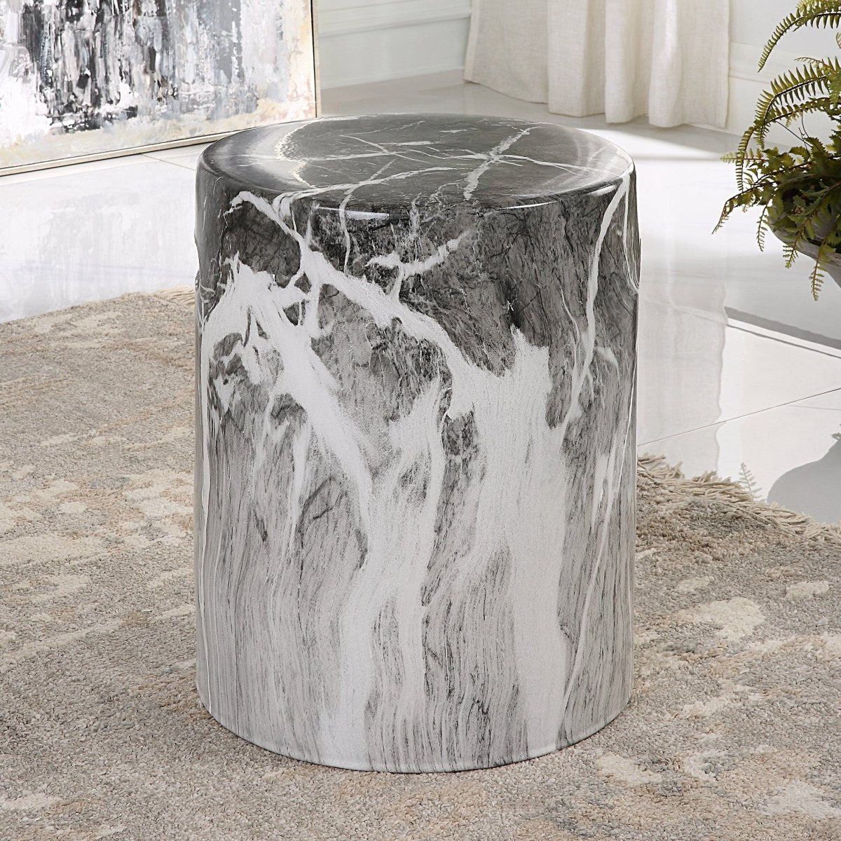 Marvel Marbled Garden Stool - Uttermost - Garden Stools by Modest Hut