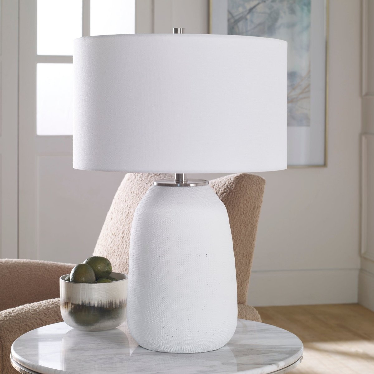 Heir Chalk White Table Lamp - Uttermost - Lamps by Modest Hut