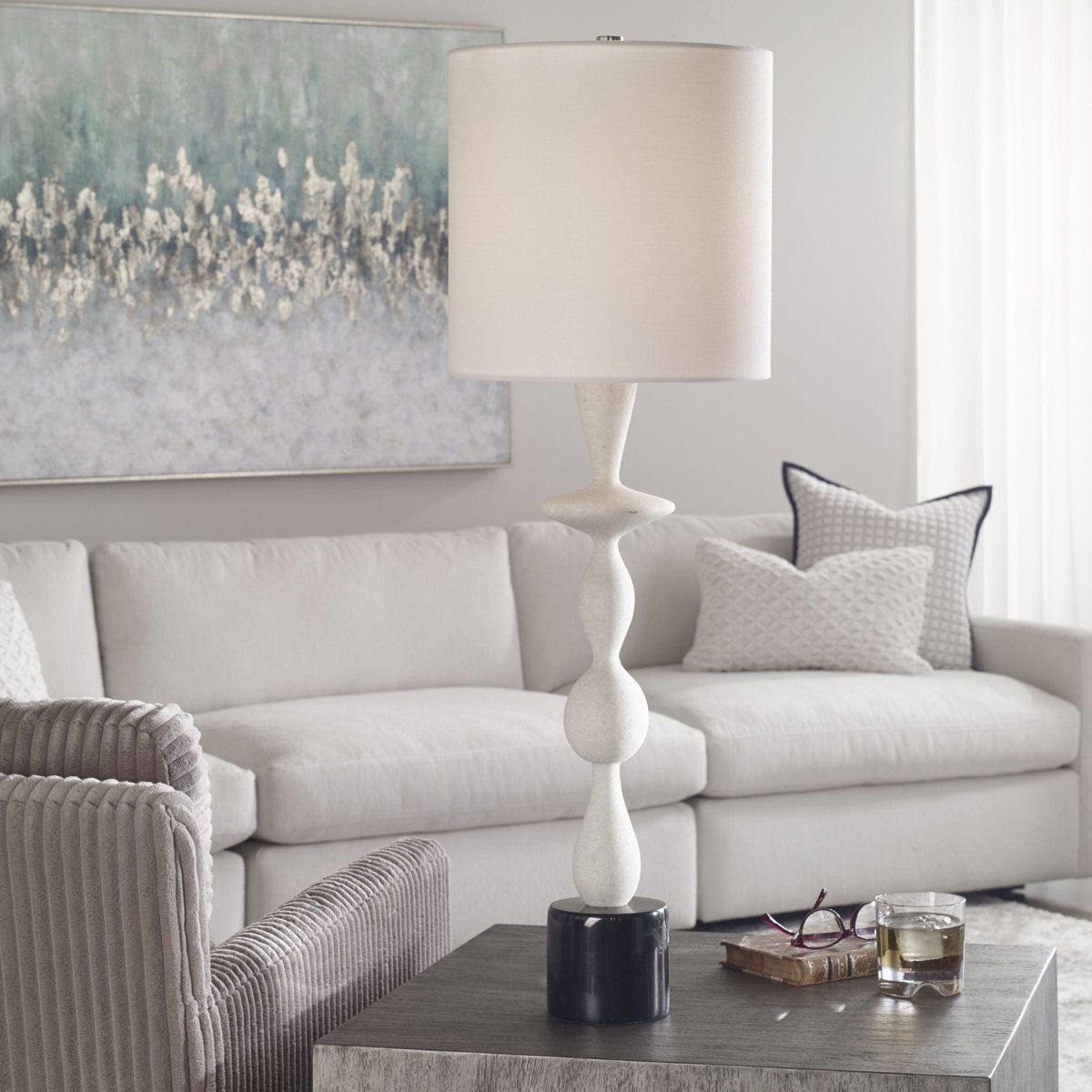 Inverse White Marble Table Lamp - Uttermost - Lamps by Modest Hut
