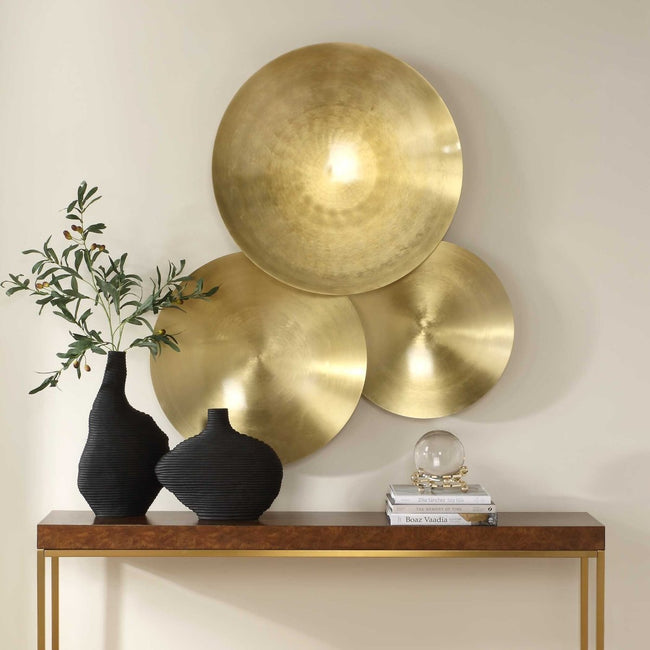 Cymbalic Round Brass Wall Art Set/3 - Uttermost - Metal Wall Decor by Modest Hut