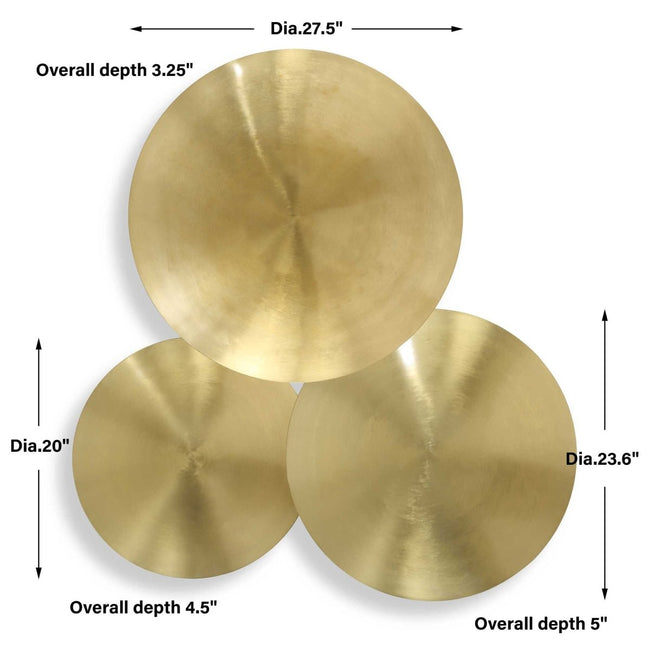 Cymbalic Round Brass Wall Art Set/3 - Uttermost - Metal Wall Decor by Modest Hut