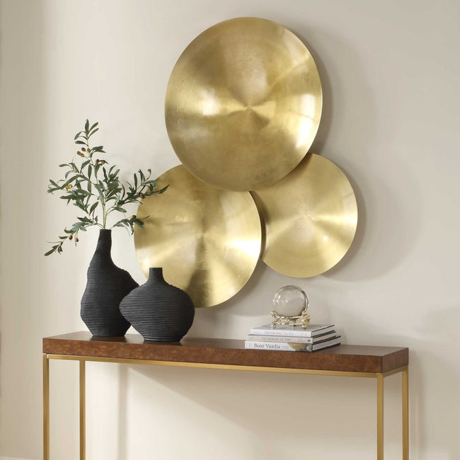 Cymbalic Round Brass Wall Art Set/3 - Uttermost - Metal Wall Decor by Modest Hut