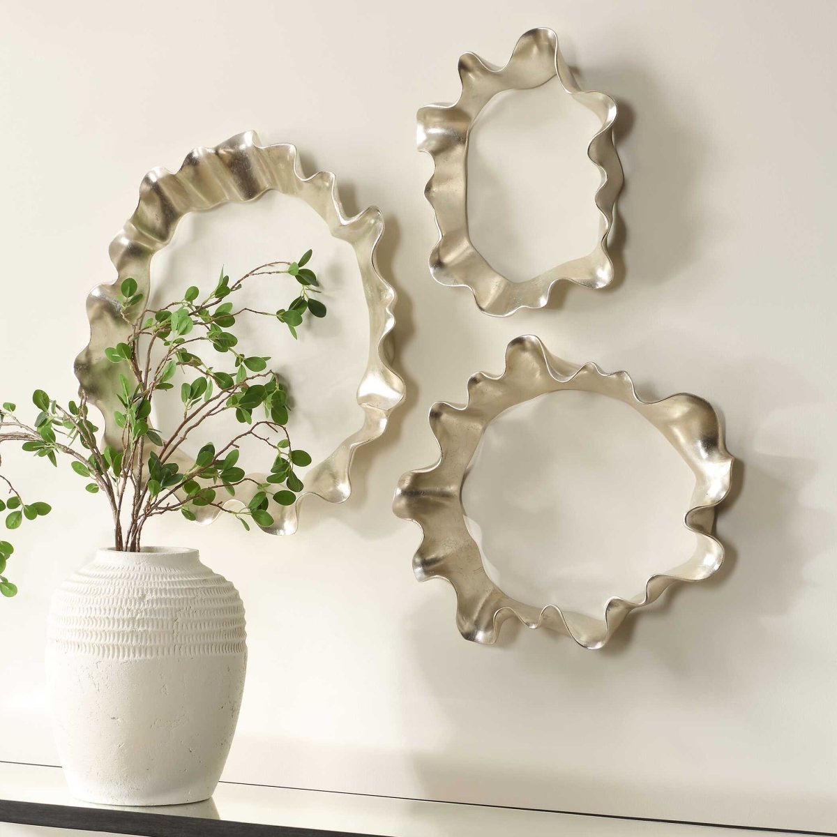 Ripple Effect Silver Wall Art Set/3 - Uttermost - Metal Wall Decor by Modest Hut