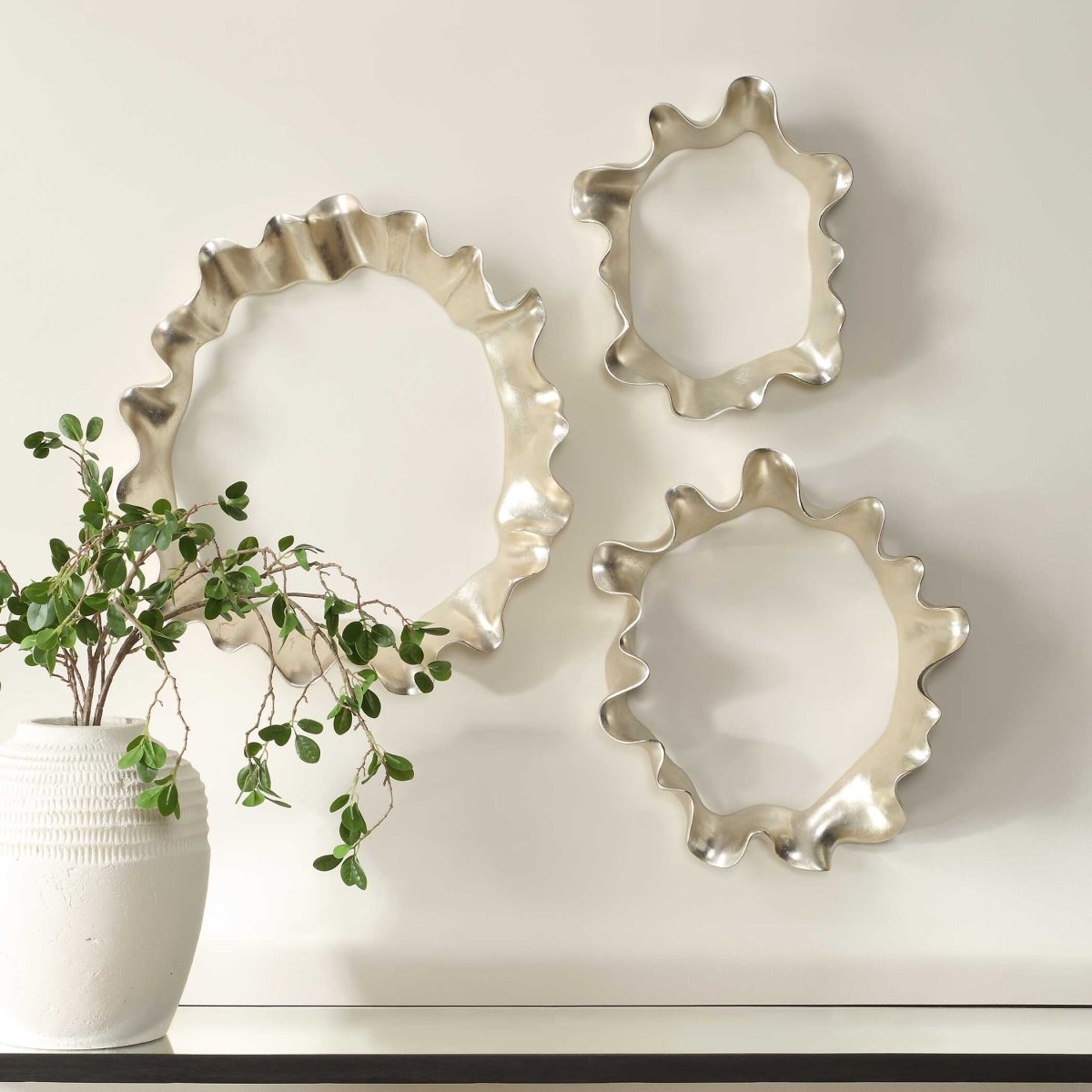 Ripple Effect Silver Wall Art Set/3 - Uttermost - Metal Wall Decor by Modest Hut