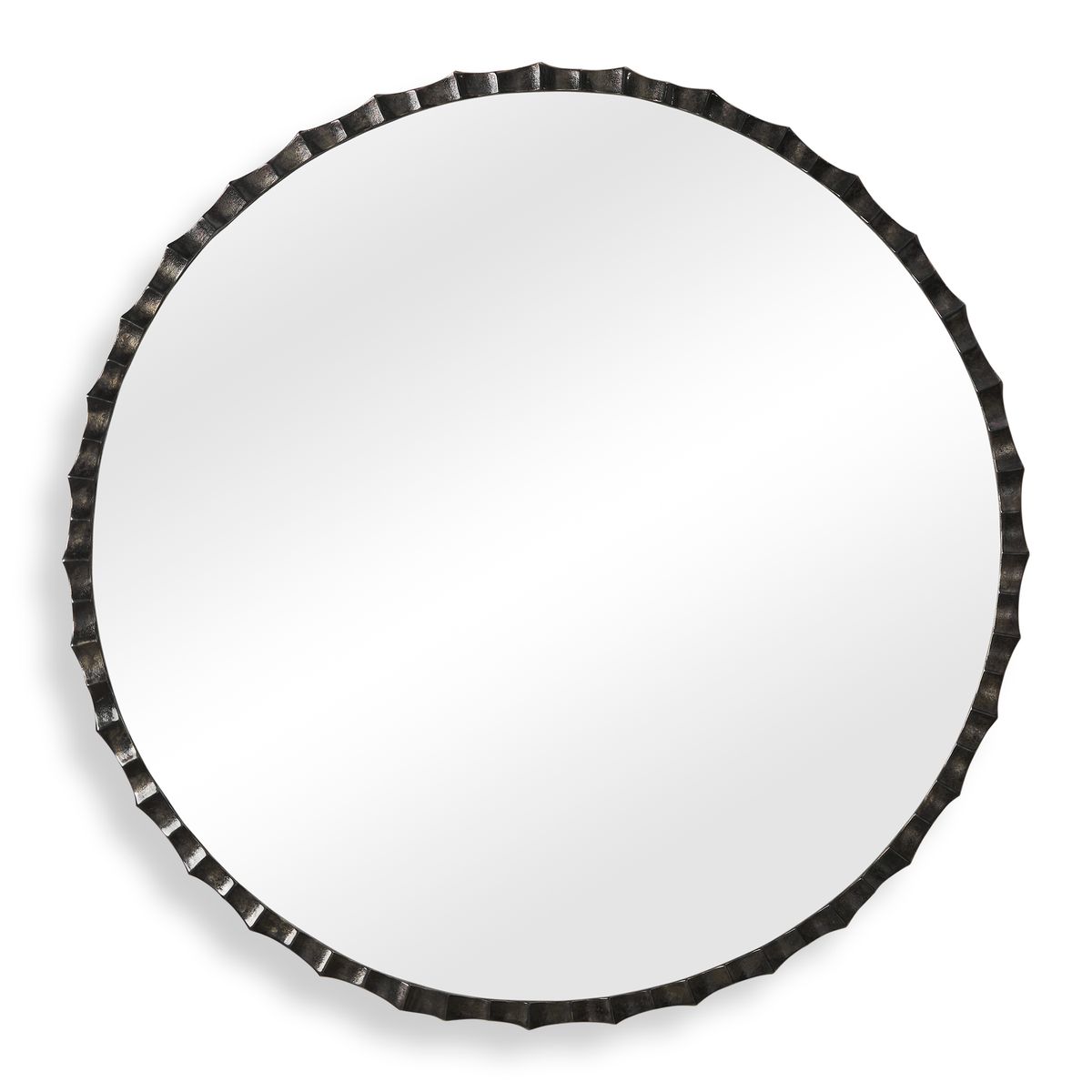 Alternate view of the Grander Charcoal Scalloped Round Mirror by Uttermost