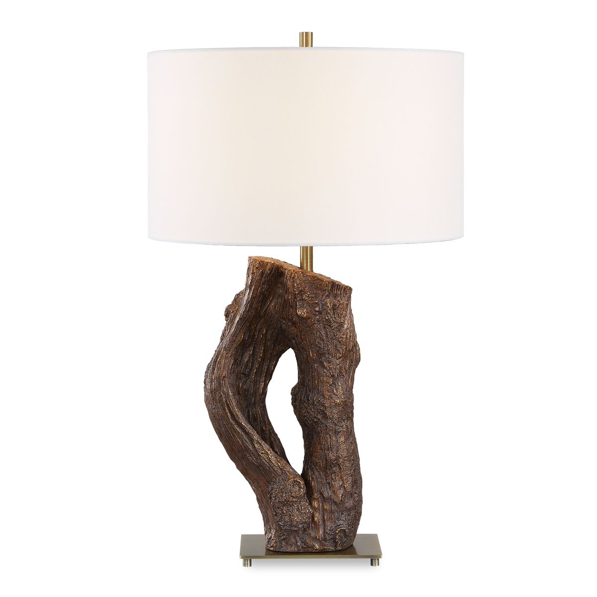 Detail view of the Namath Antique Brass Textured Table Lamp finish and construction image 8
