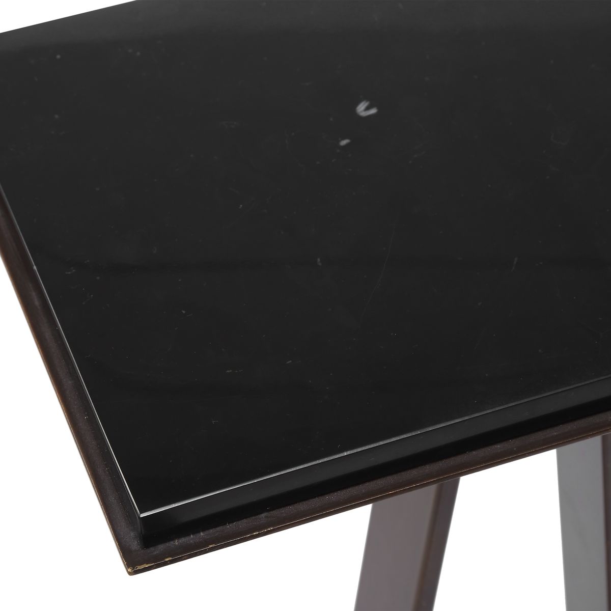 Close-up of the Galloway Dark Bronze Marble Accent Table dark bronze iron image 7