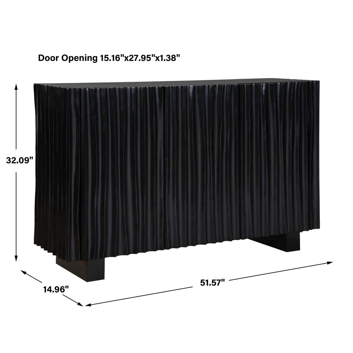 Dimension guide for the Mercado Black Paulownia 3 Door Cabinet