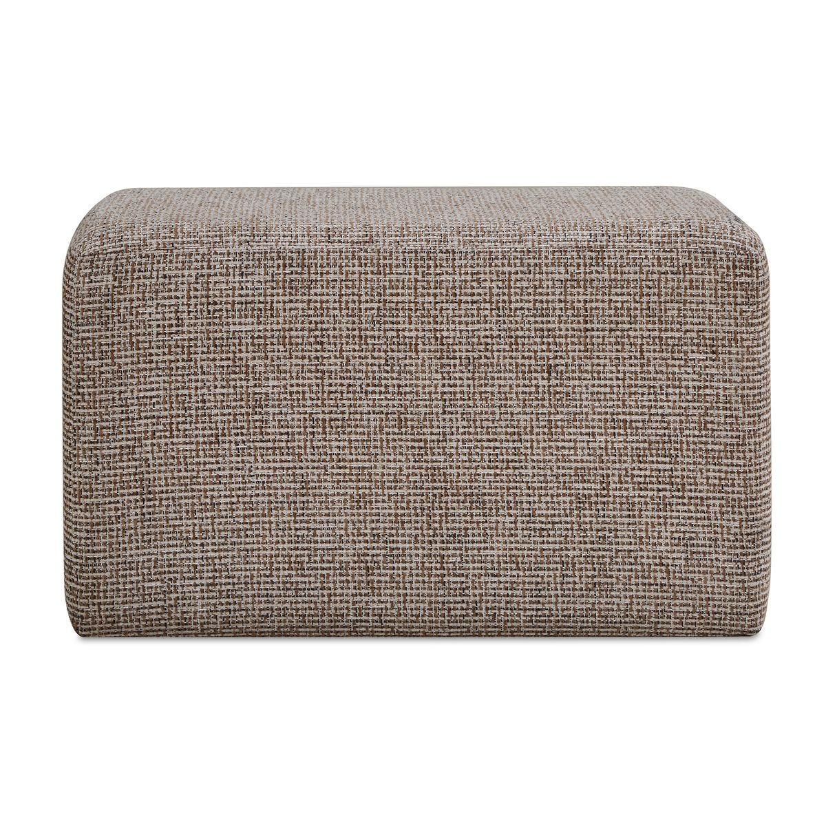 Alternate angle of the Kelce Caramel Checkered Ottoman by Uttermost