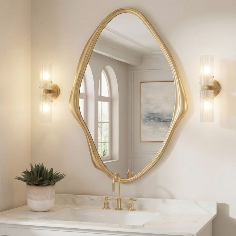 Aster Antique Gold Wall Mirror styled in an interior setting