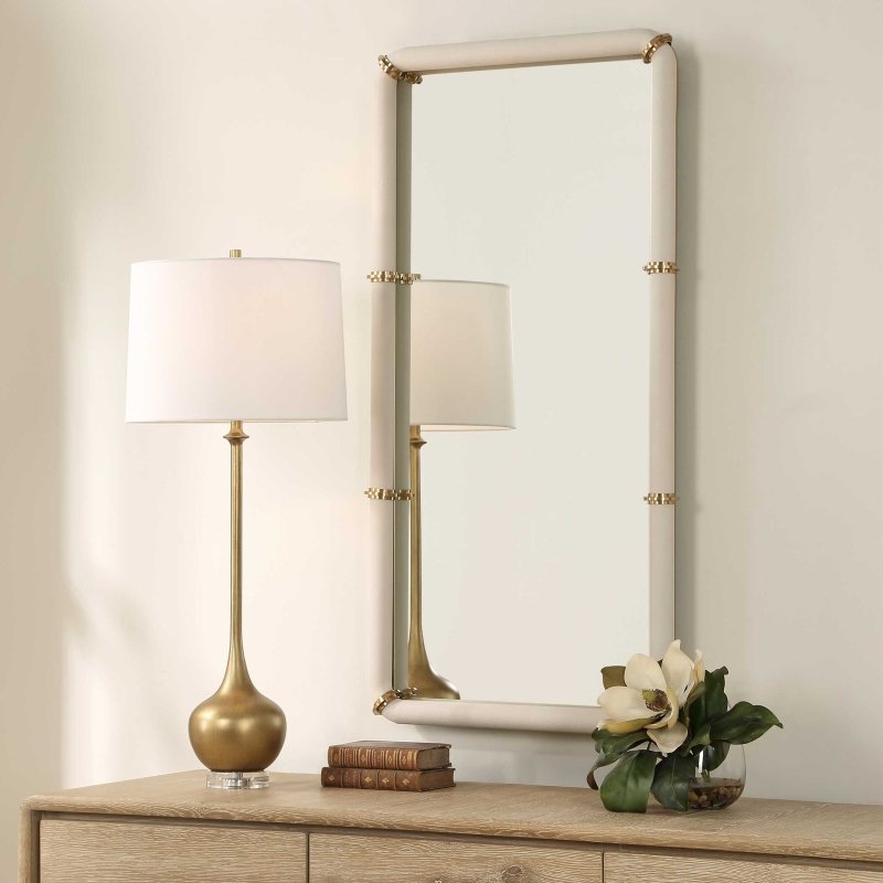Cyprus White Leather Mirror - Other Mirrors