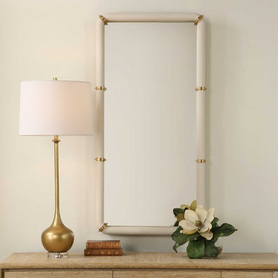 Cyprus White Leather Mirror - Other Mirrors