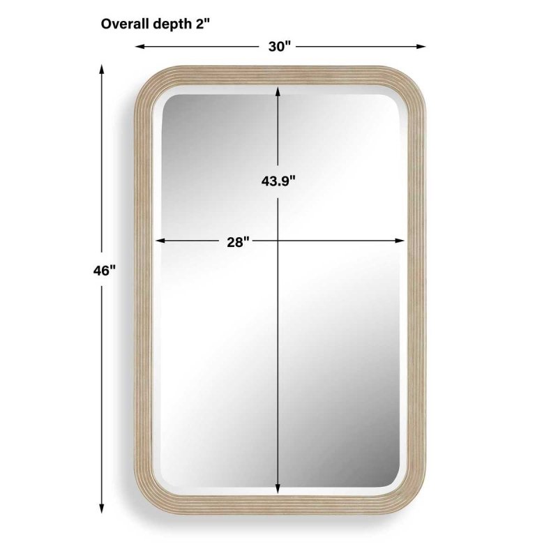 Back view of the Emari Warm Gray Reeded Wood Wall Mirror showing hanging hardware