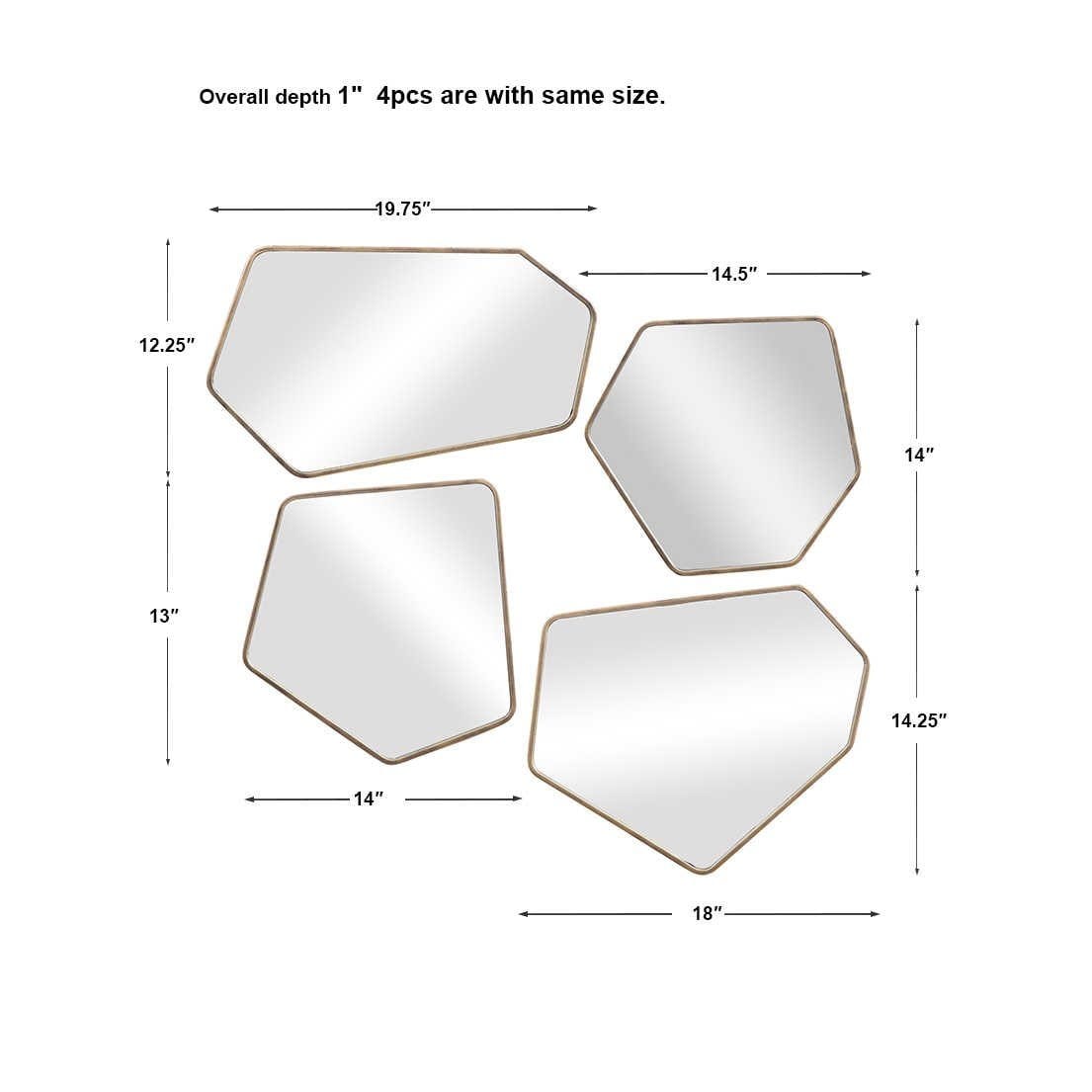 Linneah mirrors arranged showing exact size of each mirror