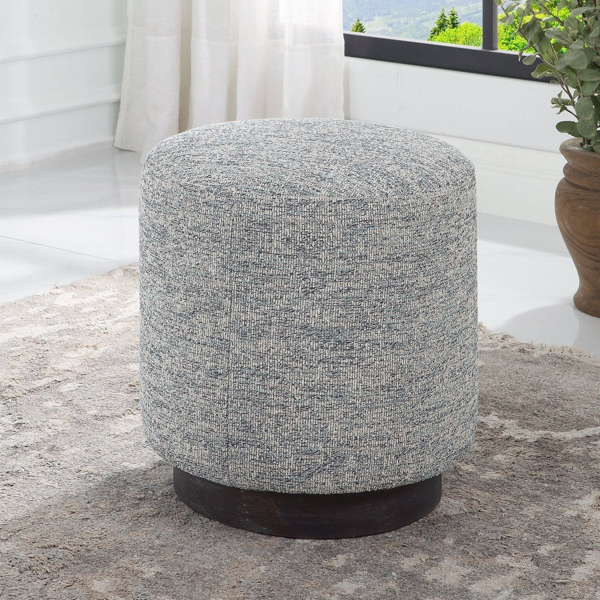 Avila Tweed Round Ottoman - Uttermost - Ottomans by Modest Hut