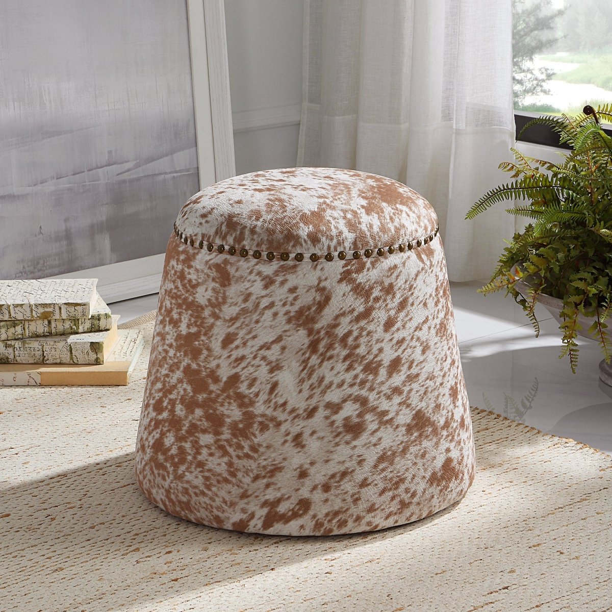 Gumdrop Cow Hide Ottoman - Uttermost - Ottomans by Modest Hut