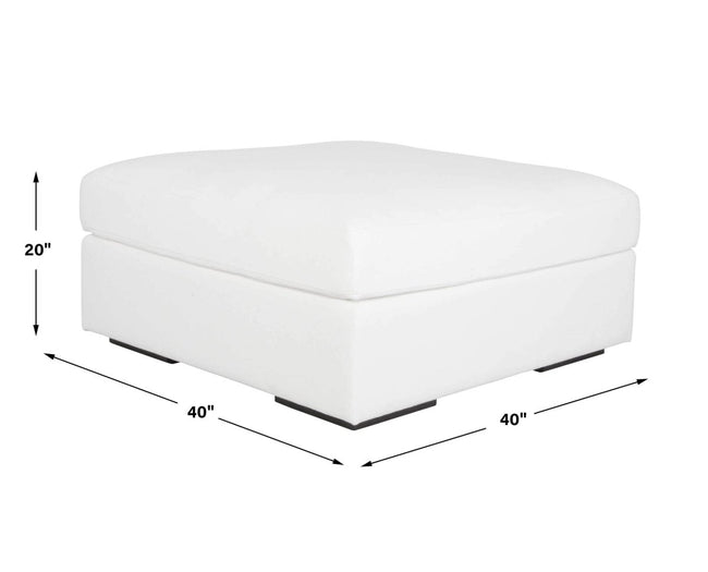 Refuge Arctic White Sofa Ottoman - Uttermost - Ottomans by Modest Hut
