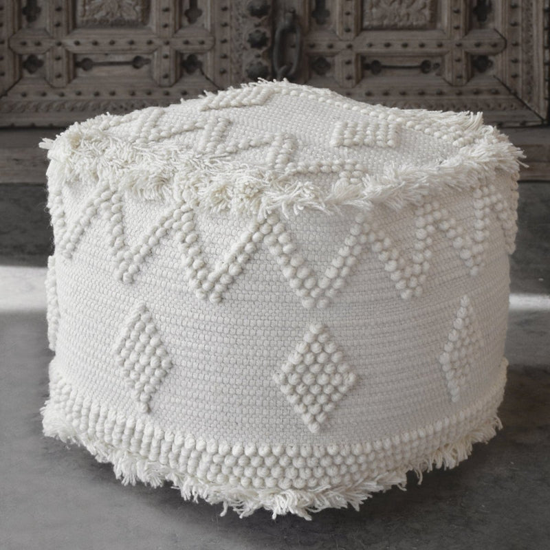 Uriah Ivory Pouf - Uttermost - Ottomans by Modest Hut