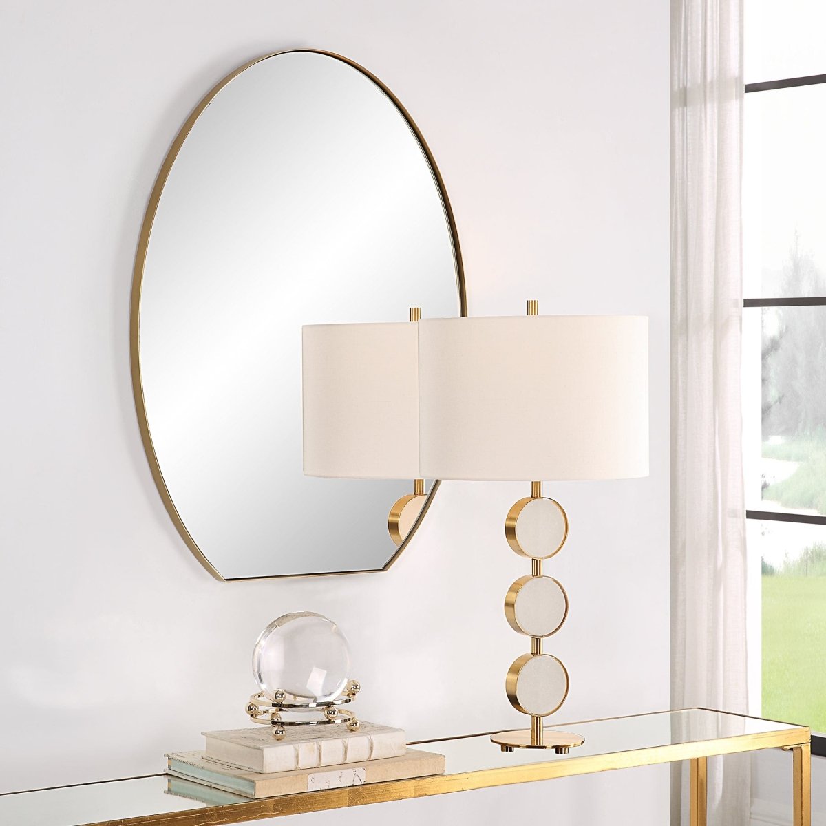 Cabell Brass Oval Mirror - Uttermost - Oval Mirrors by Modest Hut