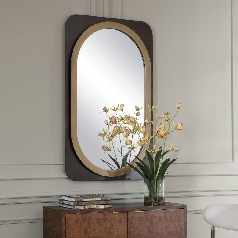 Side profile of the Condesa Bronze and Gold Oval Wall Mirror by Uttermost