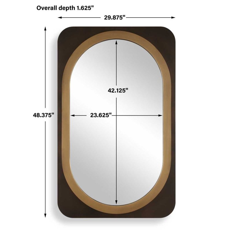 Back view of the Condesa Bronze and Gold Oval Wall Mirror showing hanging hardware