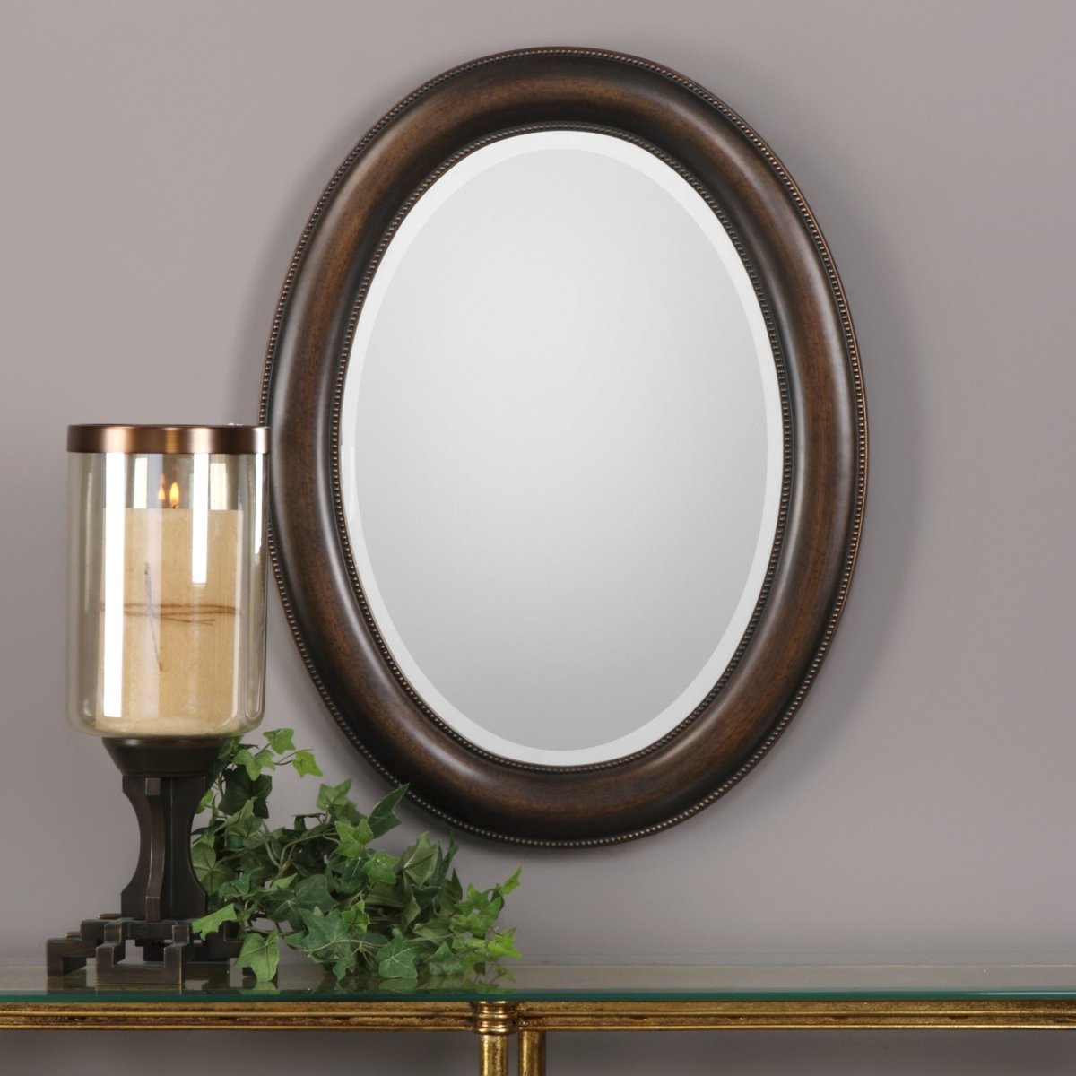Dark Bronze Oval Frame Mirror - Uttermost - Oval Mirrors by Modest Hut