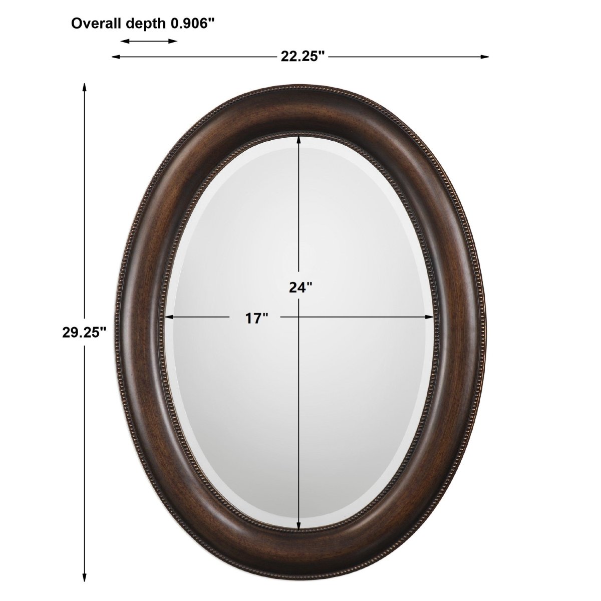 Dark Bronze Oval Frame Mirror - Uttermost - Oval Mirrors by Modest Hut