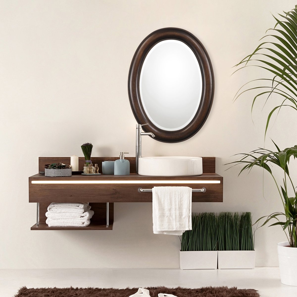 Dark Bronze Oval Frame Mirror - Uttermost - Oval Mirrors by Modest Hut
