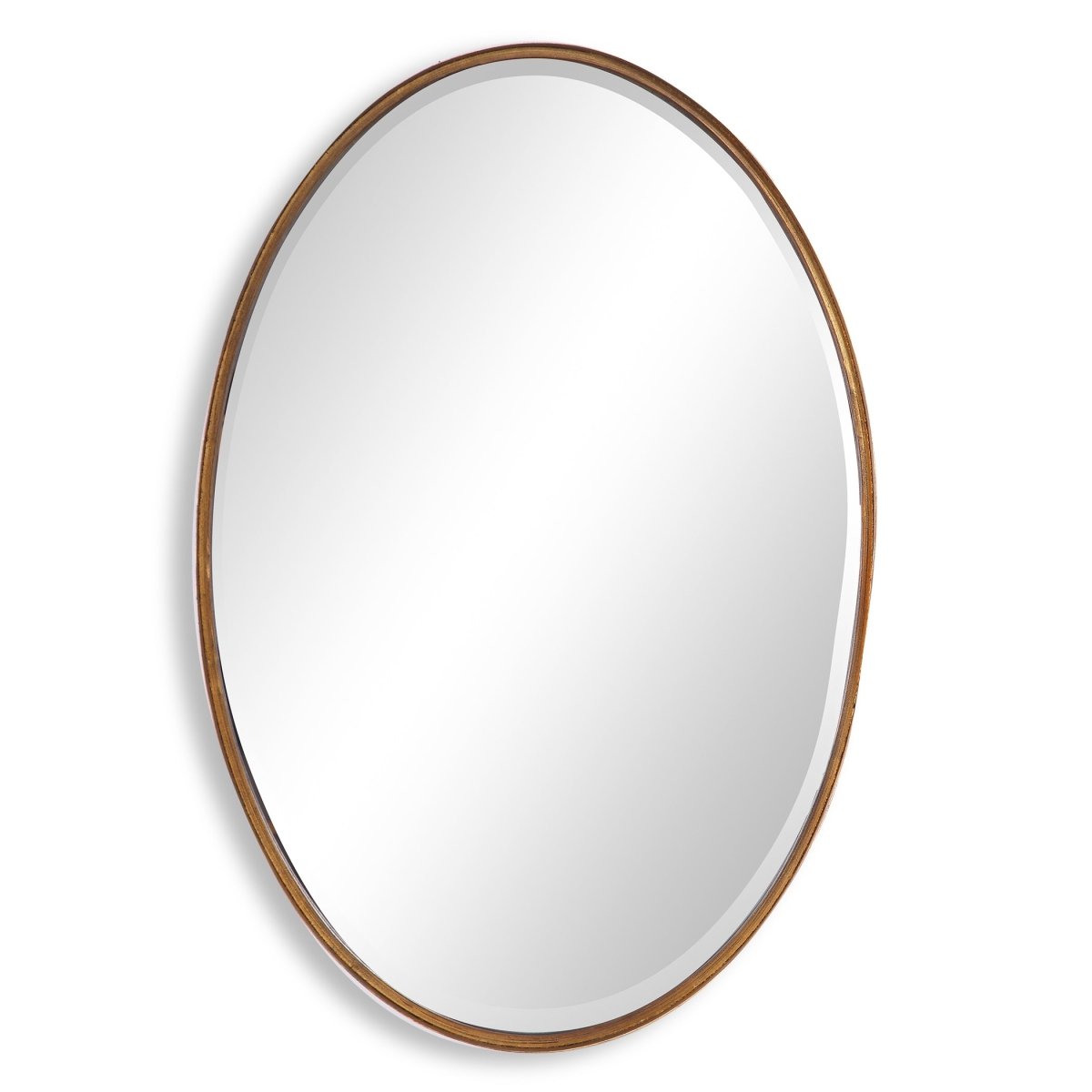 Gold Leaf Wide Metal Band Oval Frame Mirror - Uttermost - Oval Mirrors by Modest Hut
