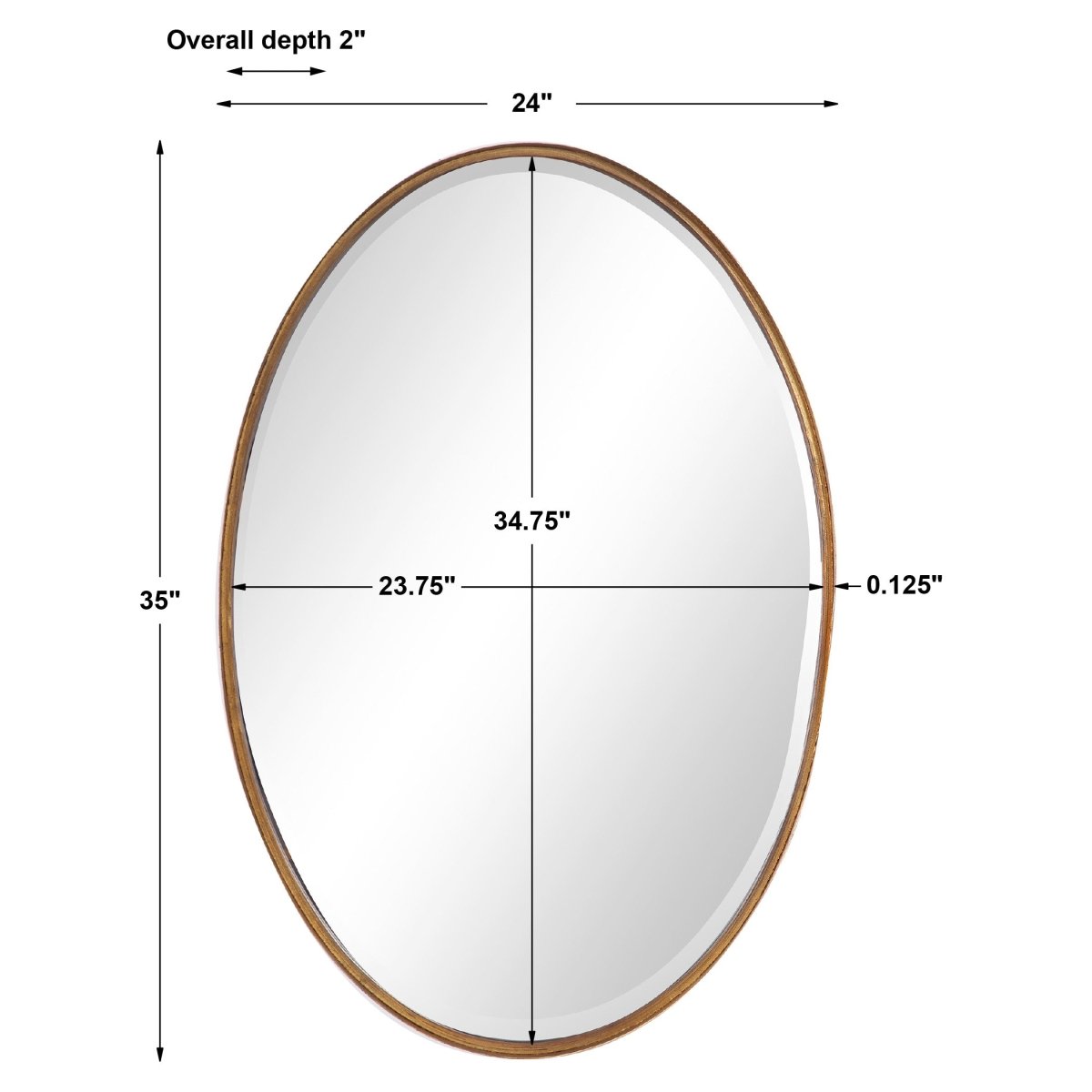 Gold Leaf Wide Metal Band Oval Frame Mirror - Uttermost - Oval Mirrors by Modest Hut