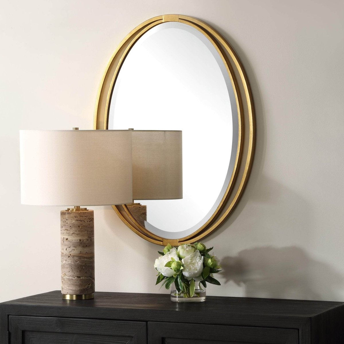 Rhodes Gold Oval Mirror - Uttermost - Oval Mirrors by Modest Hut