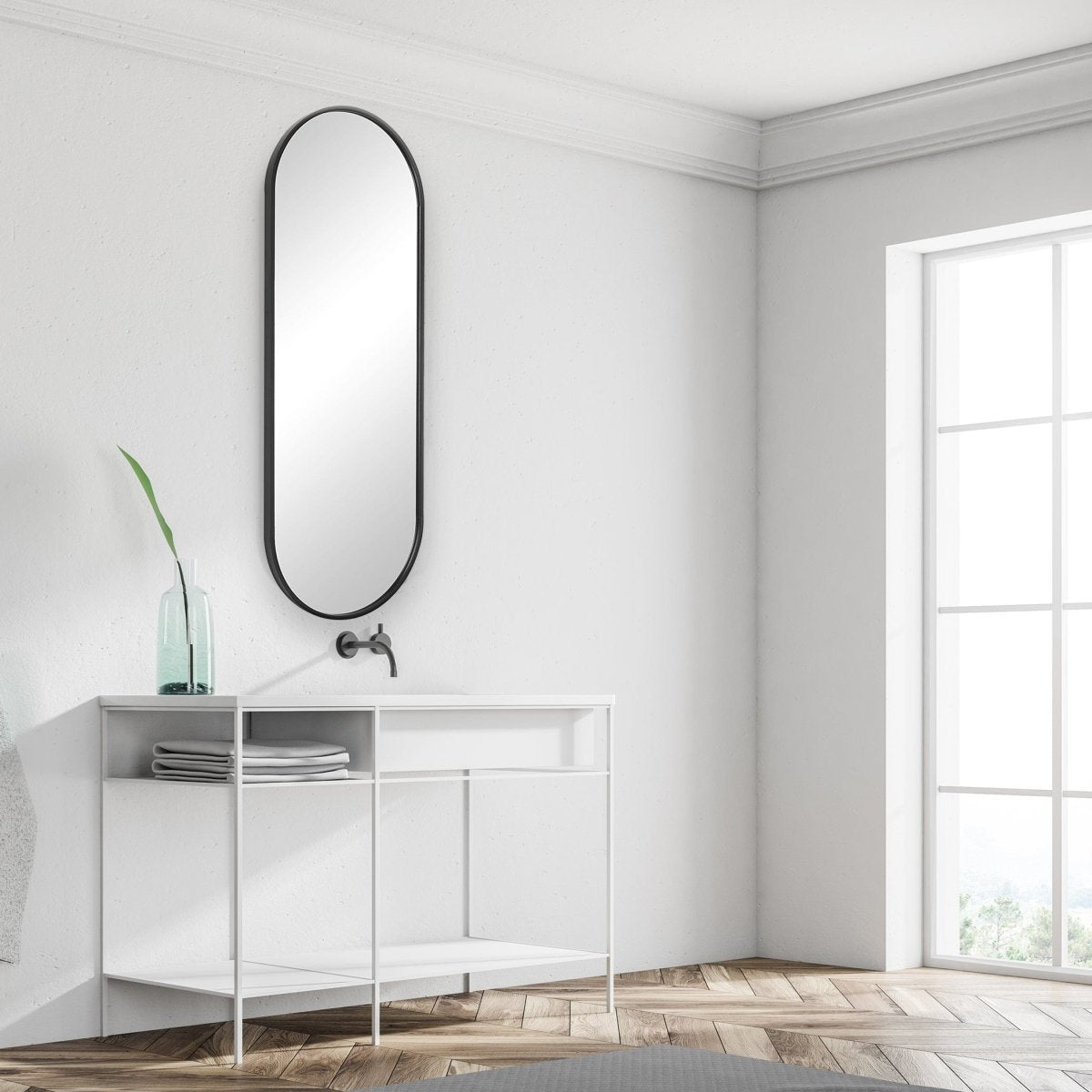 Varina Tall Black Mirror - Uttermost - Oval Mirrors by Modest Hut
