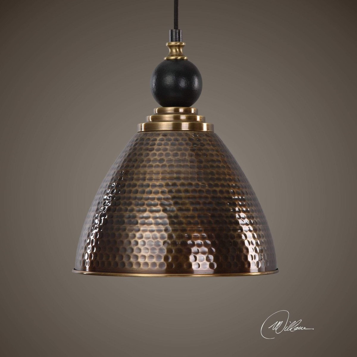 Adastras Hammered Brass 1 Lt. Pendant - Uttermost - Pendants by Modest Hut