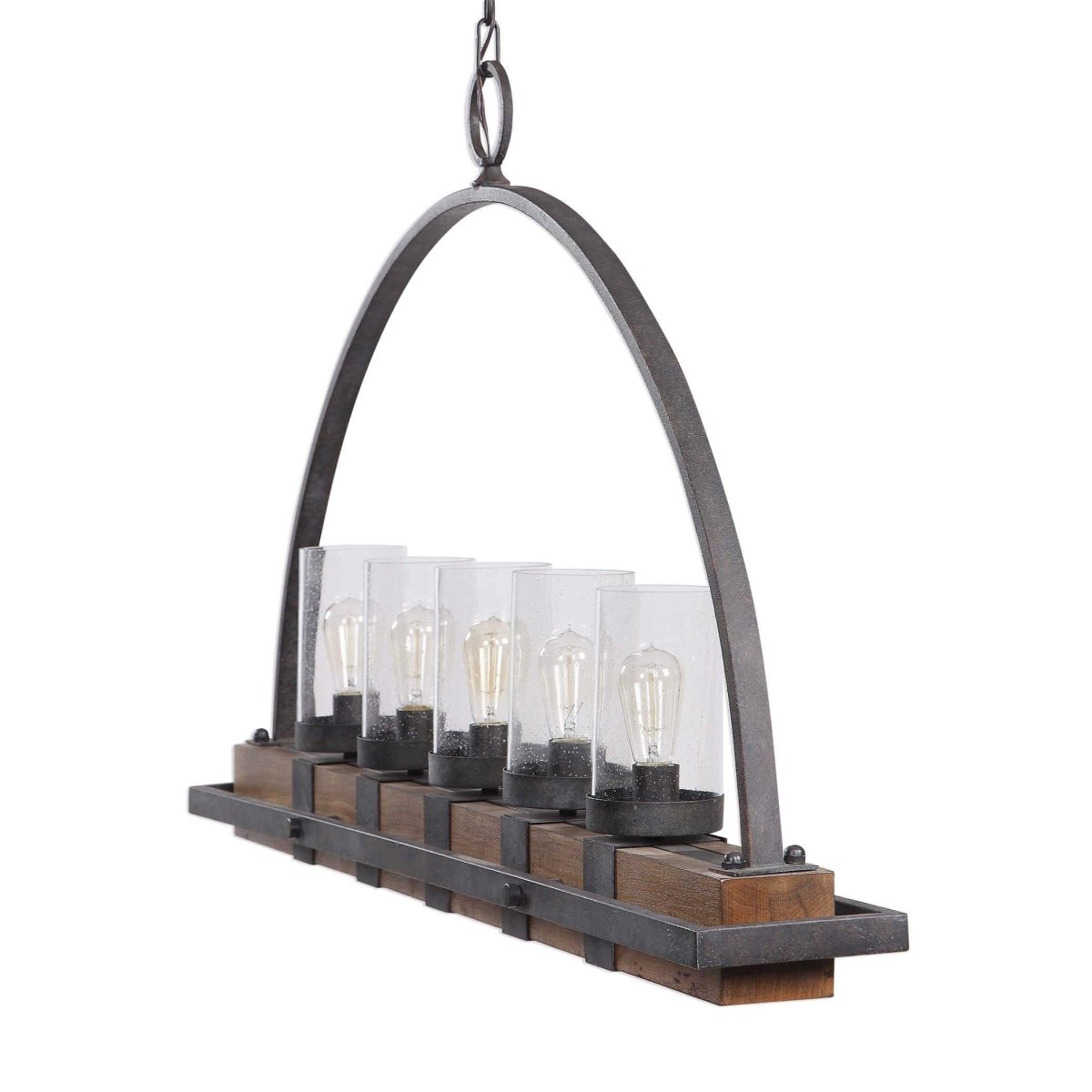 Angled view of Uttermost Atwood linear pendant