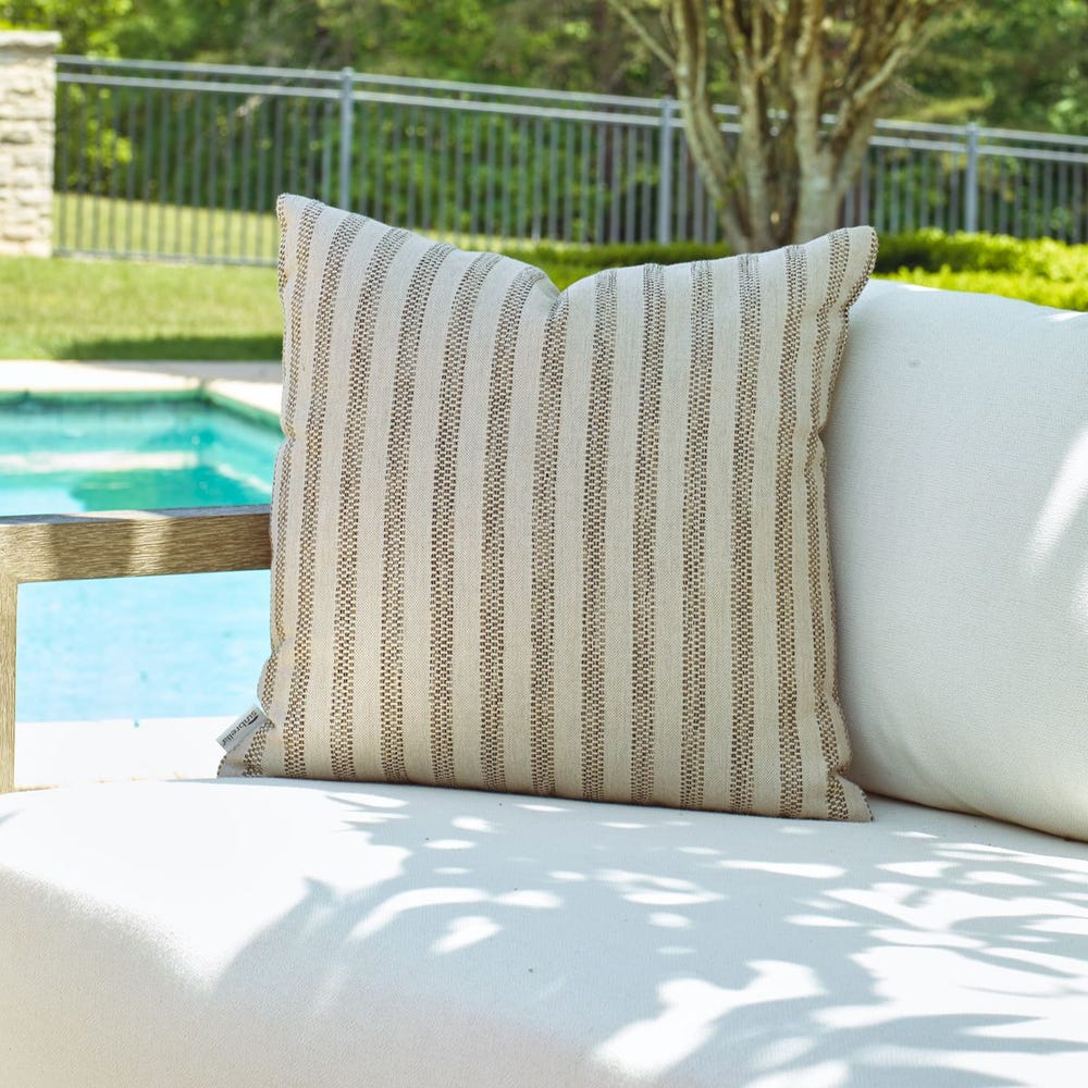 Basket Stripe Outdoor Pillow - Rattan - Uttermost - Pillows by Modest Hut