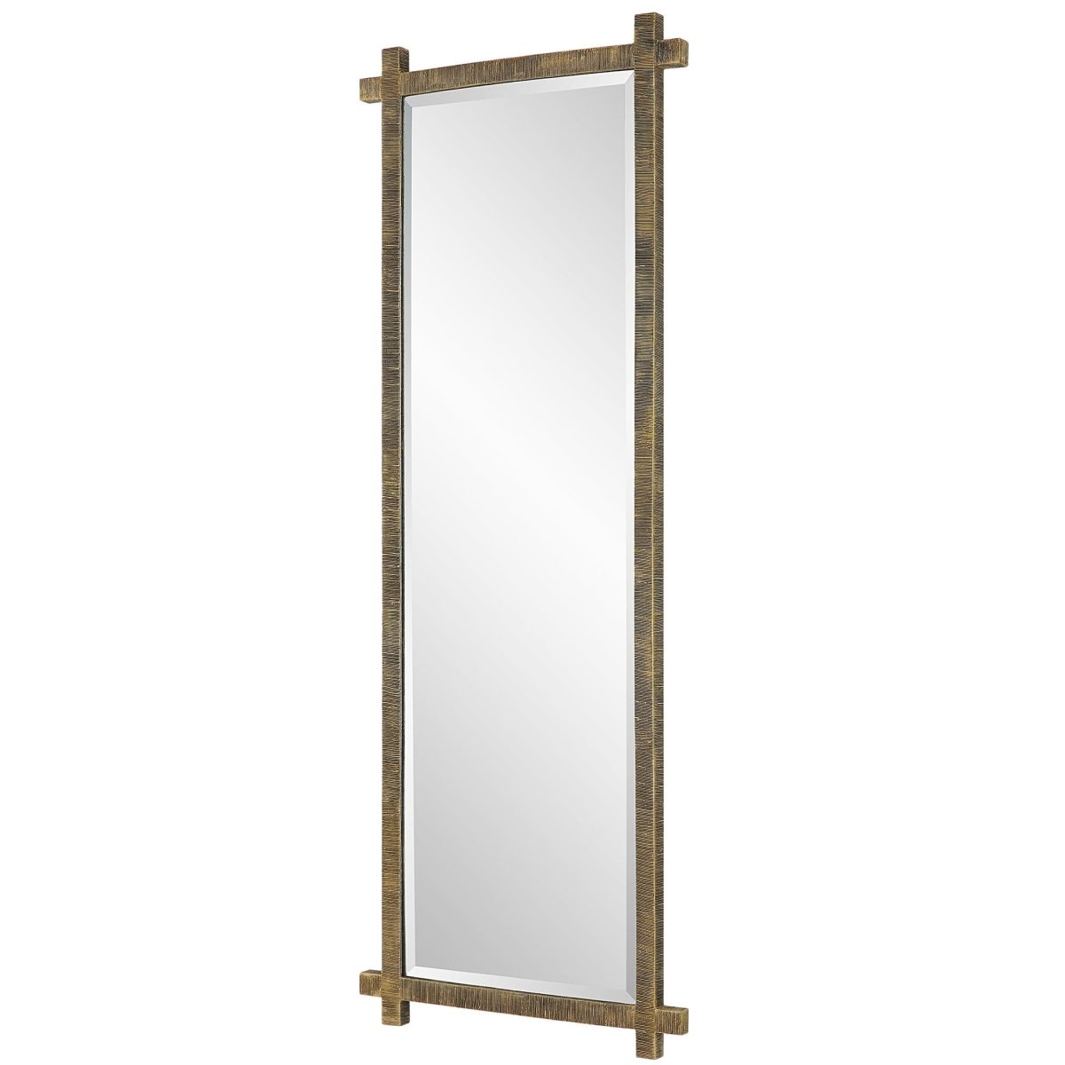 Abanu Ribbed Gold Dressing Mirror - Rectangular Mirrors Detail View 3 - Luxury Home Furnishing