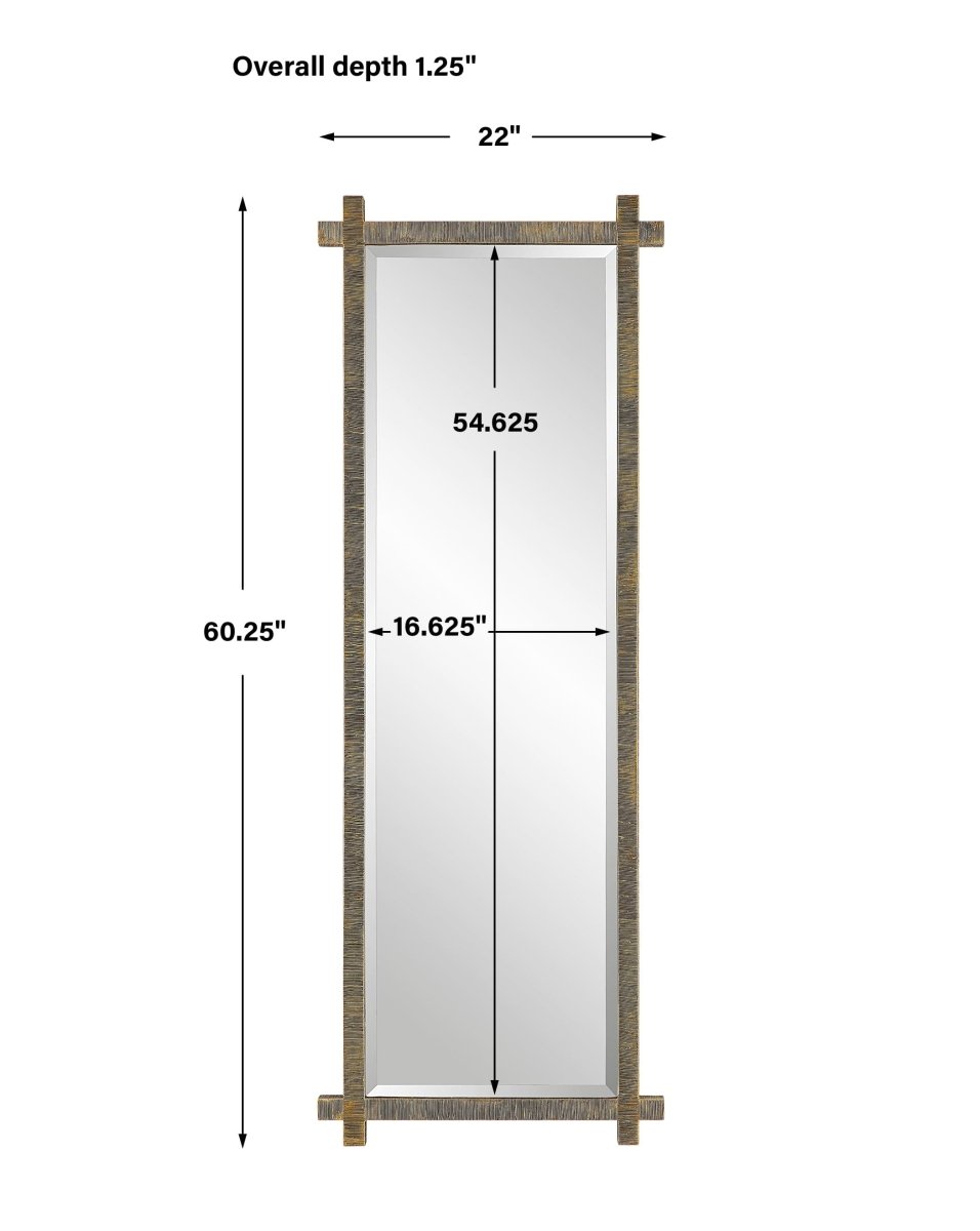 Abanu Ribbed Gold Dressing Mirror - Rectangular Mirrors in Room Setting - Modern Home Decor