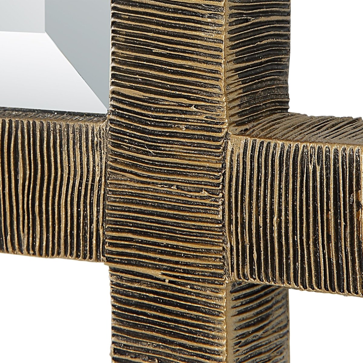 Abanu Ribbed Gold Dressing Mirror - Rectangular Mirrors Detail View 4 - Luxury Home Furnishing