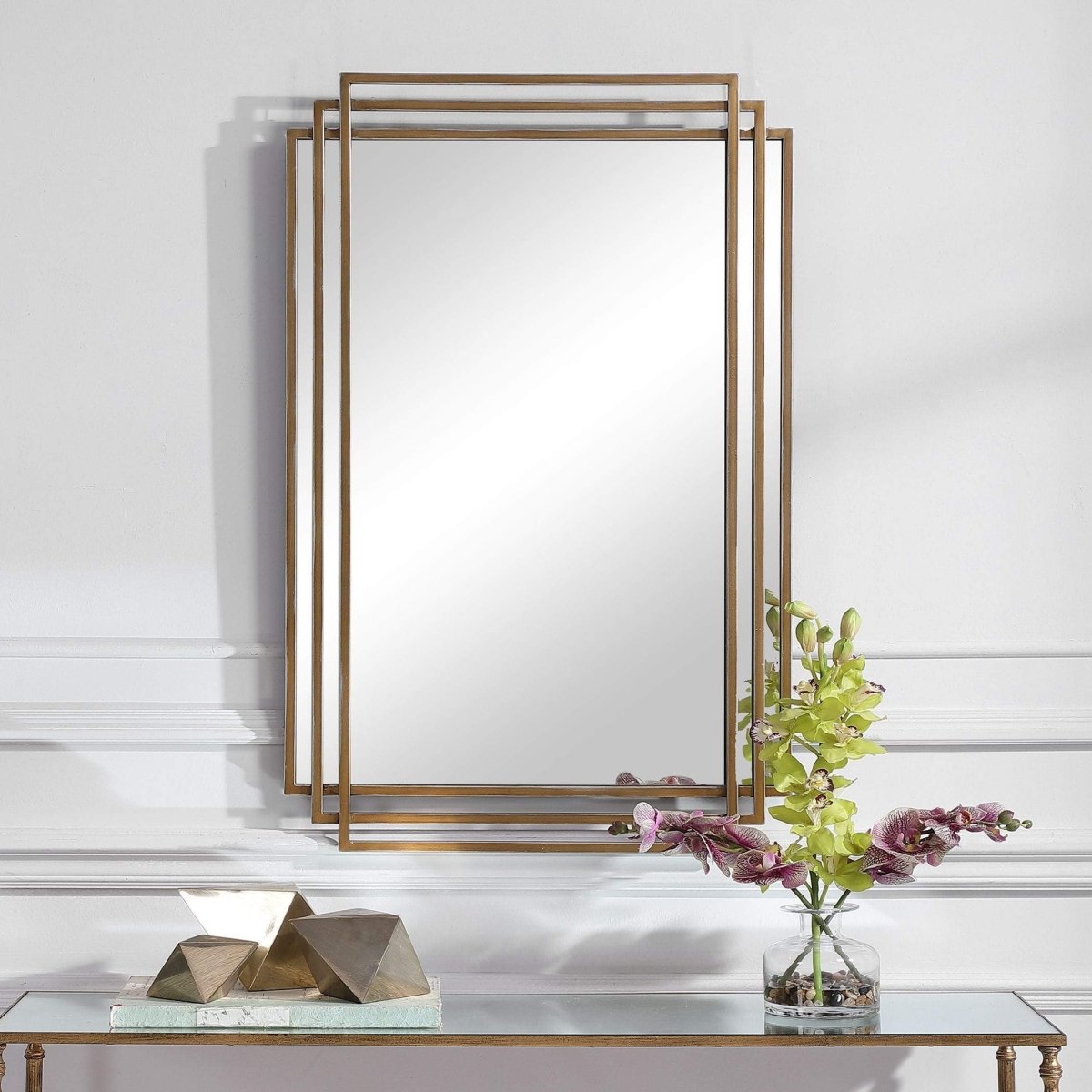 Amherst Brushed Gold MIrror - Uttermost - Rectangular Mirrors by Modest Hut