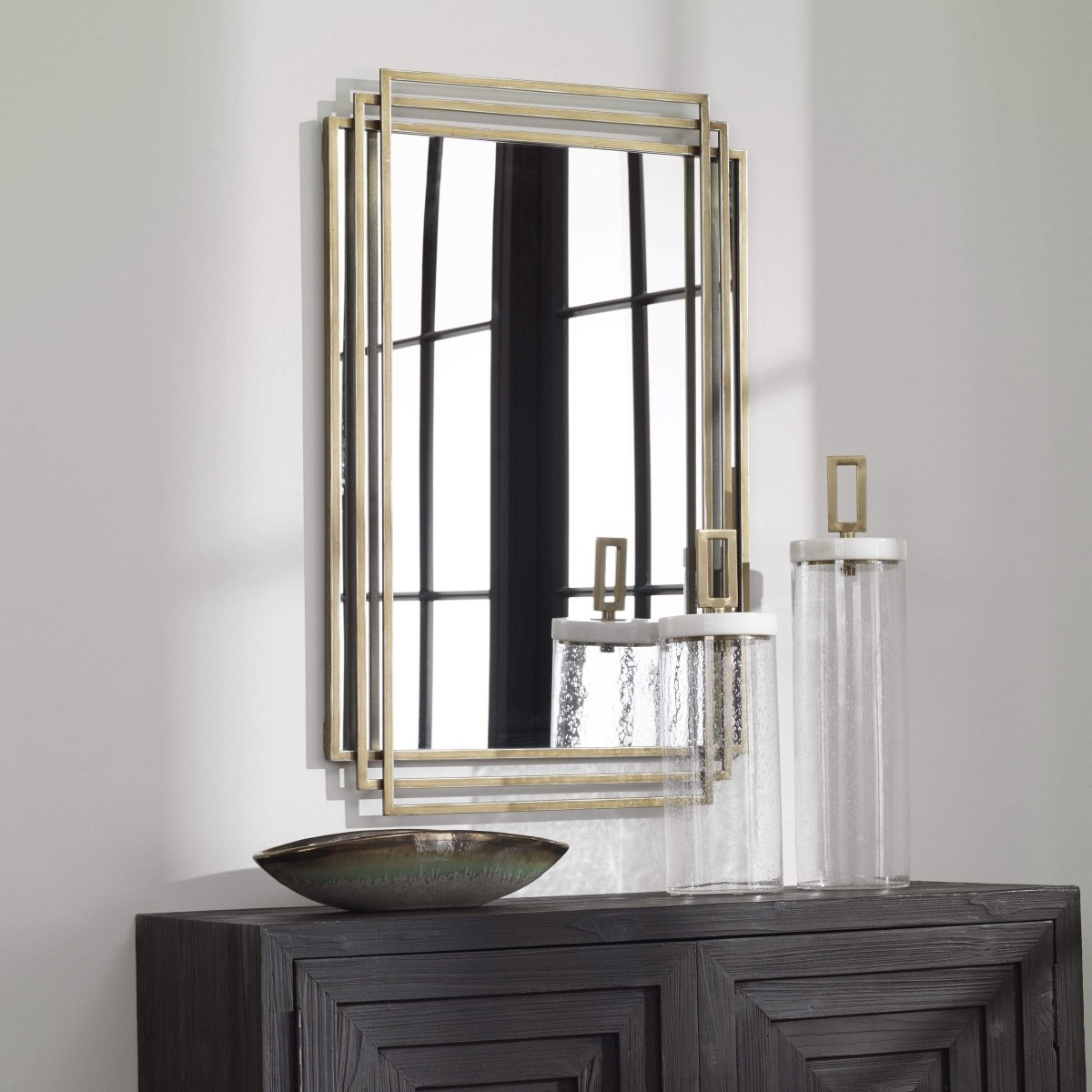 Amherst Brushed Gold MIrror - Uttermost - Rectangular Mirrors by Modest Hut