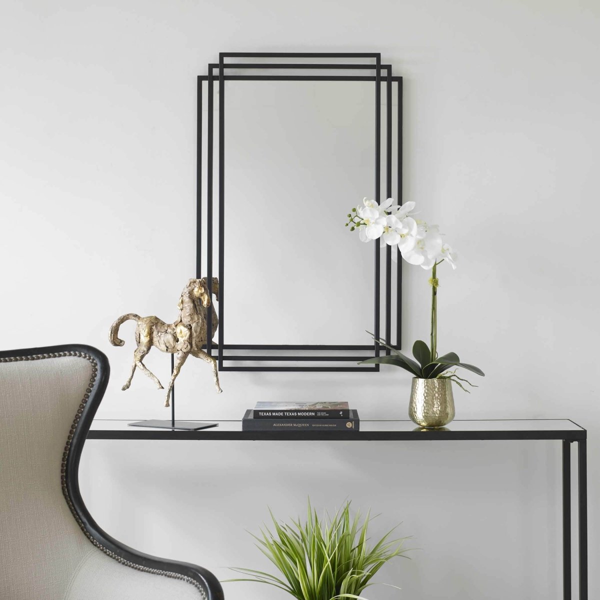 Amherst Matte Black MIrror - Uttermost - Rectangular Mirrors by Modest Hut