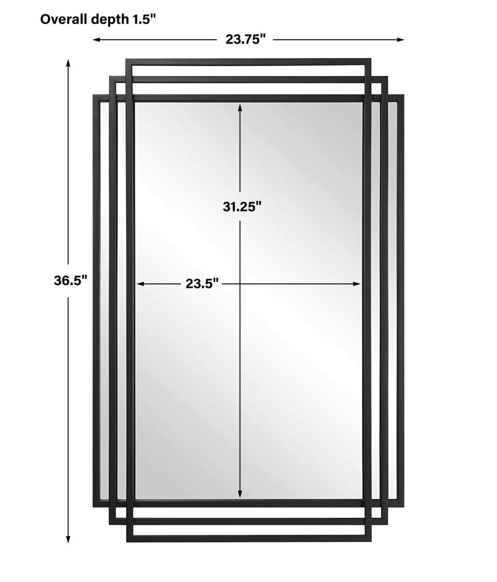 Amherst Matte Black MIrror - Uttermost - Rectangular Mirrors by Modest Hut