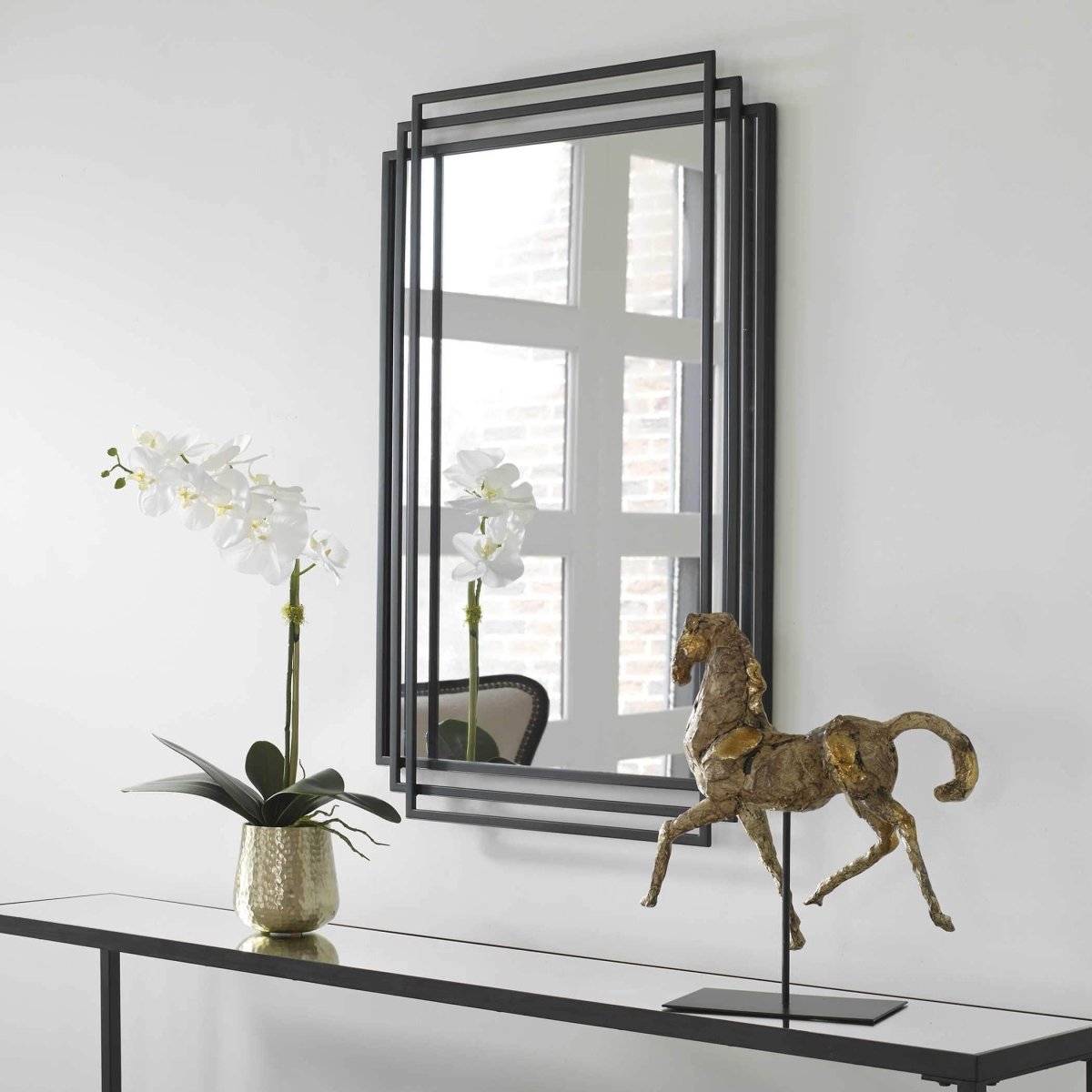 Amherst Matte Black MIrror - Uttermost - Rectangular Mirrors by Modest Hut
