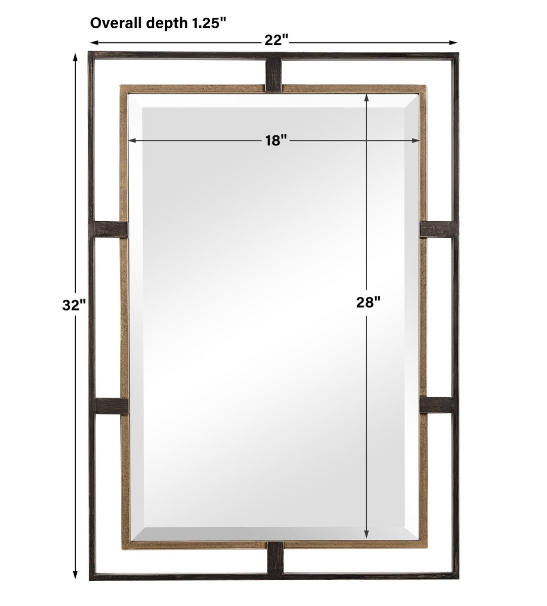 Carrizo Gold & Bronze Rectangle Mirror - Uttermost - Rectangular Mirrors by Modest Hut