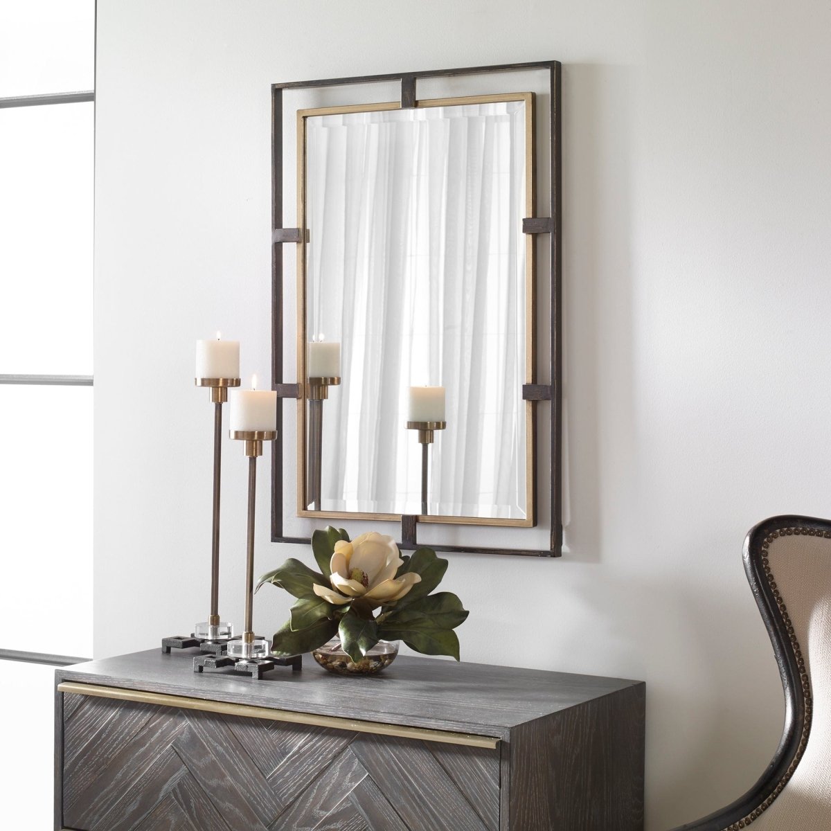 Carrizo Gold & Bronze Rectangle Mirror - Uttermost - Rectangular Mirrors by Modest Hut