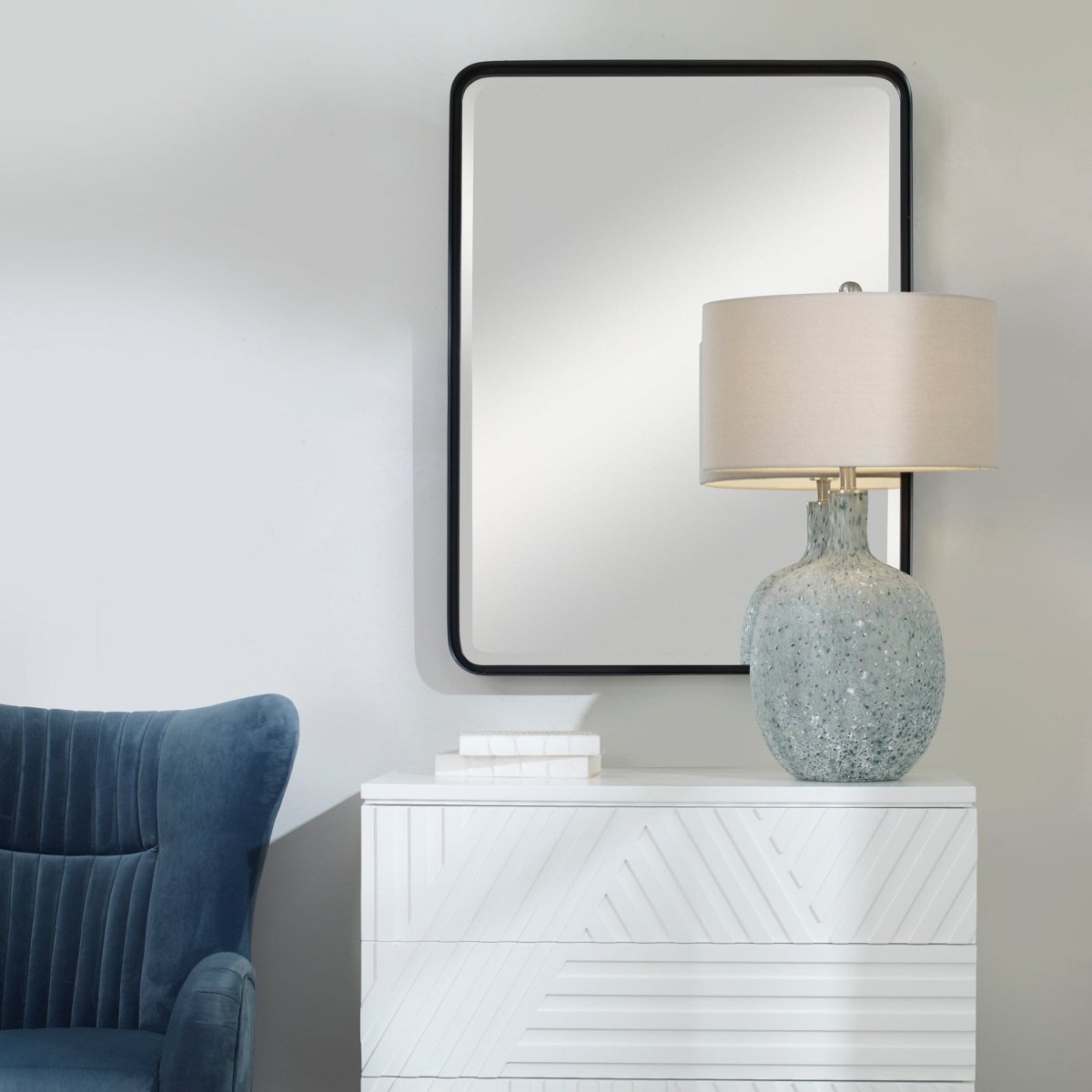 Crofton Black Large Mirror - Uttermost - Rectangular Mirrors by Modest Hut
