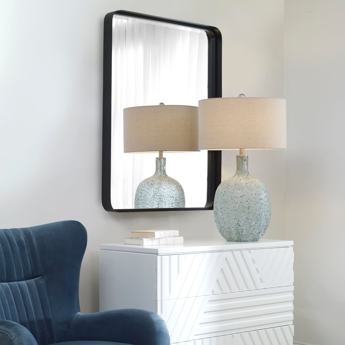 Crofton Black Large Mirror - Uttermost - Rectangular Mirrors by Modest Hut