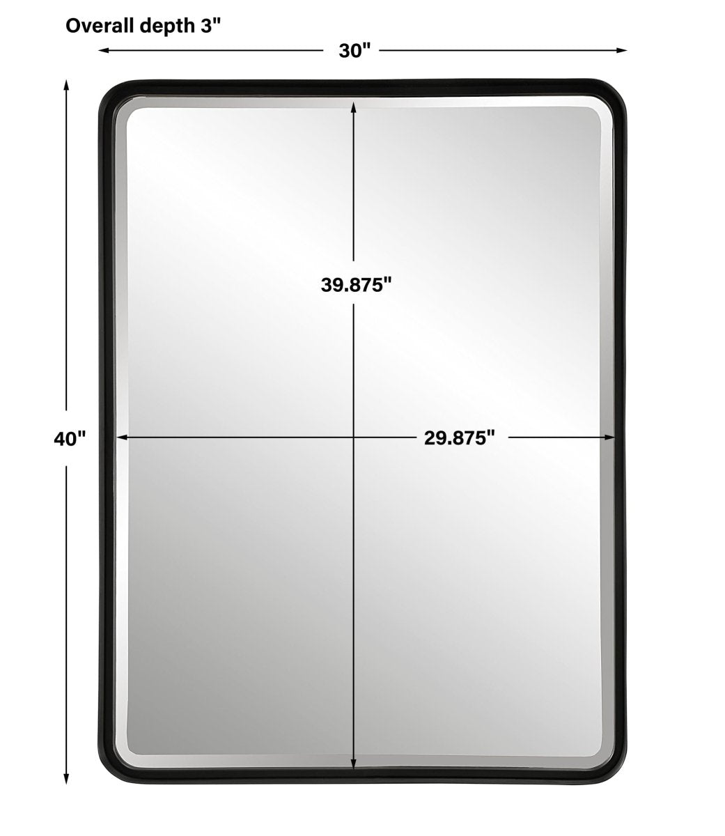 Crofton Black Large Mirror - Uttermost - Rectangular Mirrors by Modest Hut