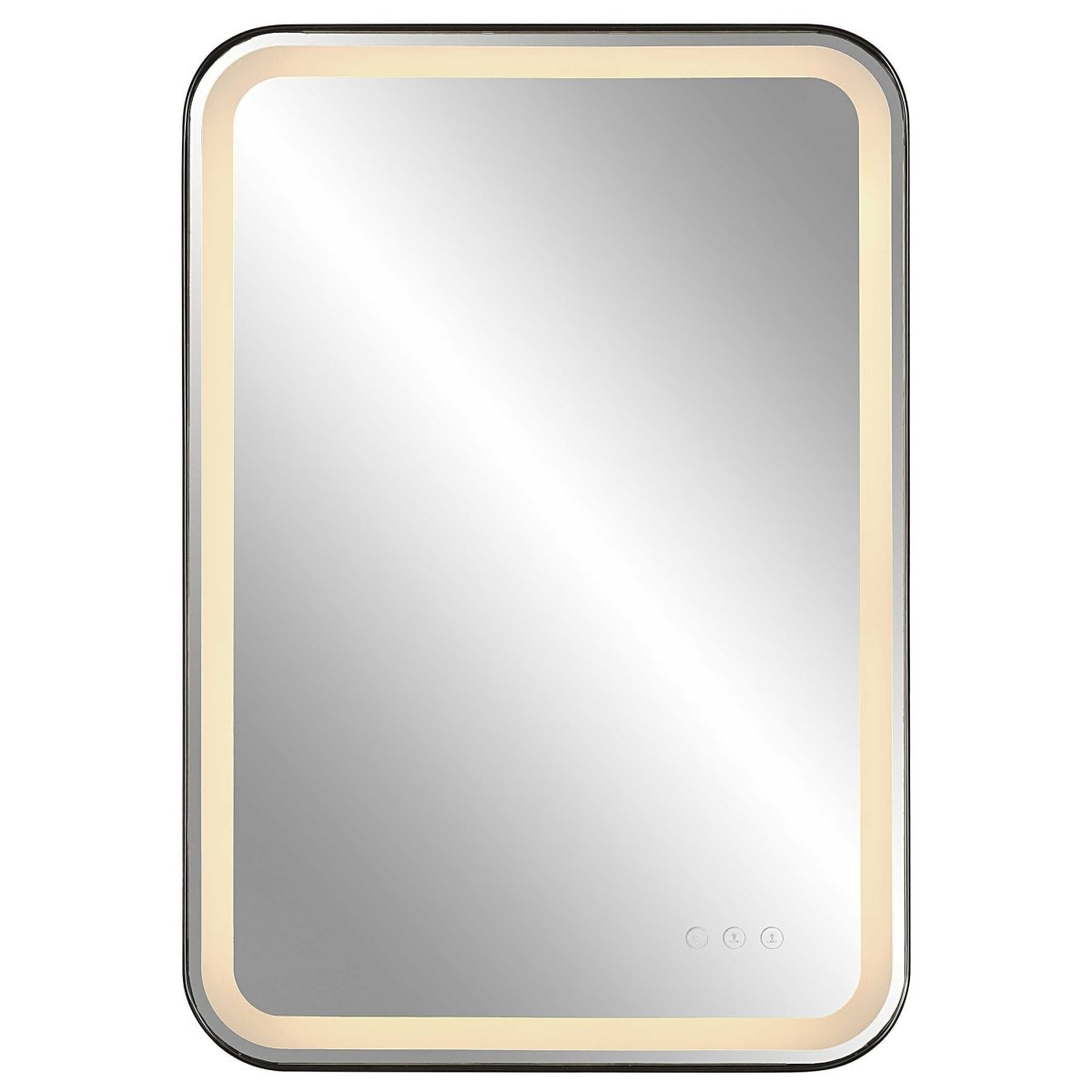 Crofton Lighted Black Vanity Mirror - Uttermost - Rectangular Mirrors by Modest Hut