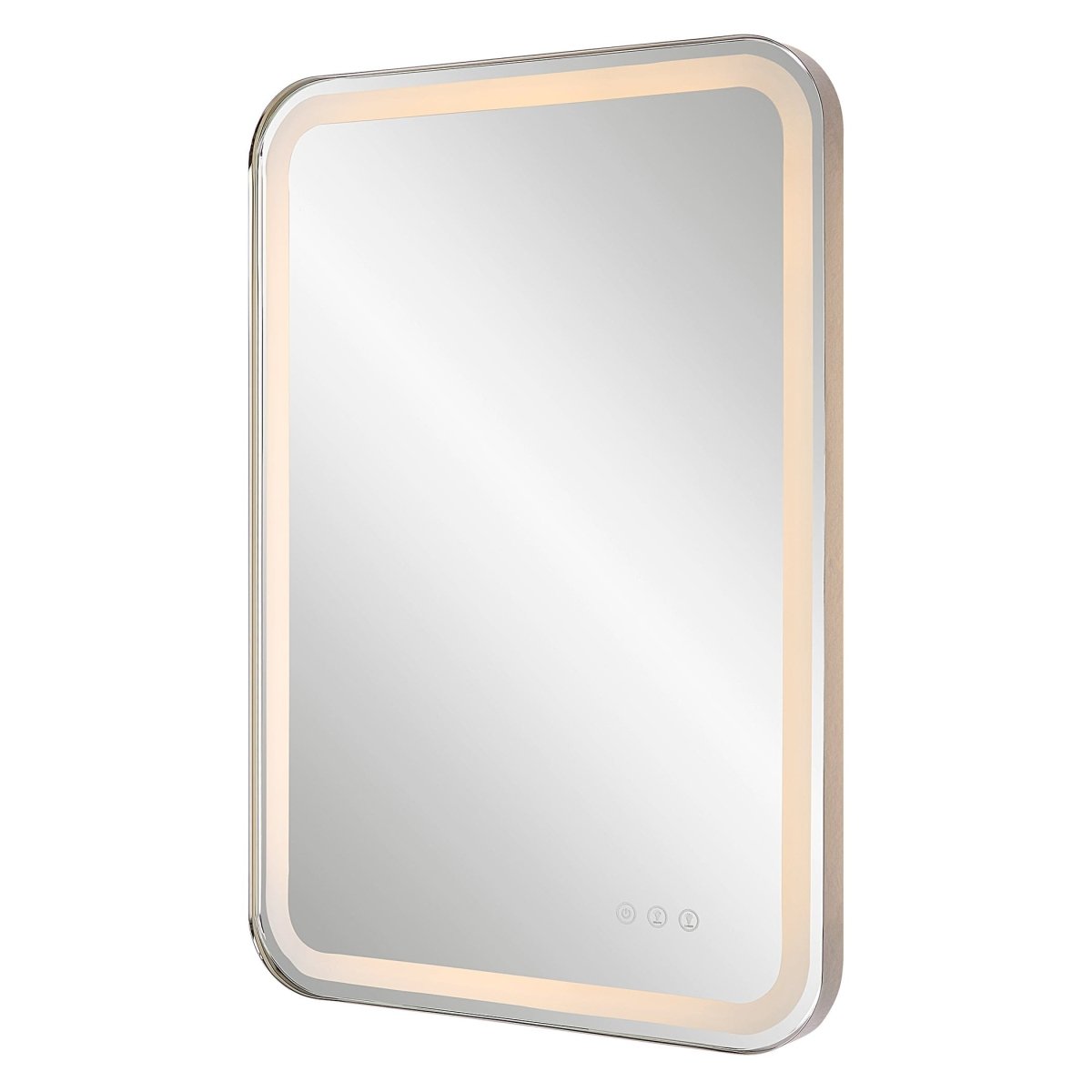 Crofton Lighted Nickel Vanity Mirror - Uttermost - Rectangular Mirrors by Modest Hut